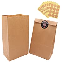 100 Piezas Calidad Bolsa de Papel Kraft 12X21X7CM - Panngu Biodegradable Bolsas de Papel Regalo Para Navidad-Bodas…